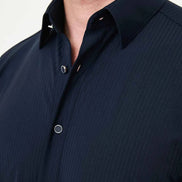Laredo Navy Blue Tonal Pinstripe Long Sleeve Dress Shirt