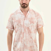Laredo Pink Tropical Floral Print Short Sleeve Shirt