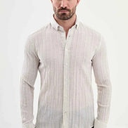 Laredo Slim Fit Embossed Cotton Shirt Beige