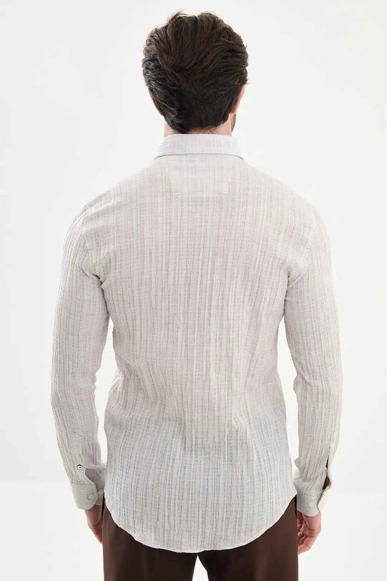 Laredo Slim Fit Embossed Cotton Shirt Beige