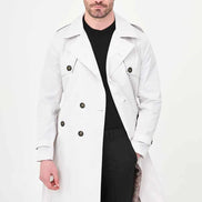 Laredo Stone Double Breasted Trench Coat with Belt