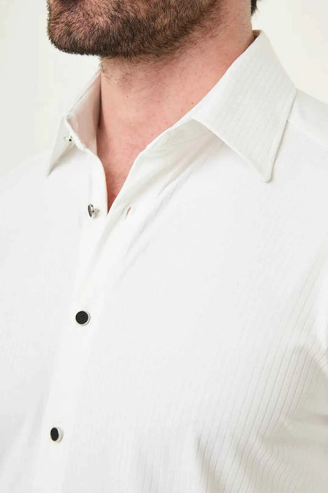 Laredo White Tonal Pinstripe Long Sleeve Dress Shirt XL