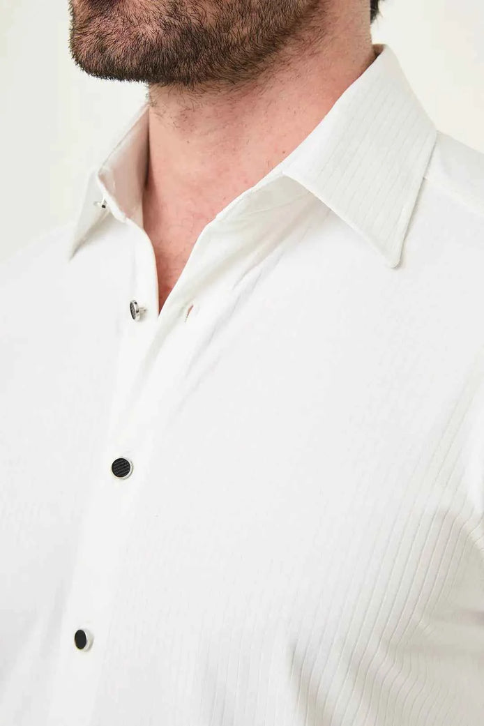 Laredo White Tonal Pinstripe Long Sleeve Dress Shirt