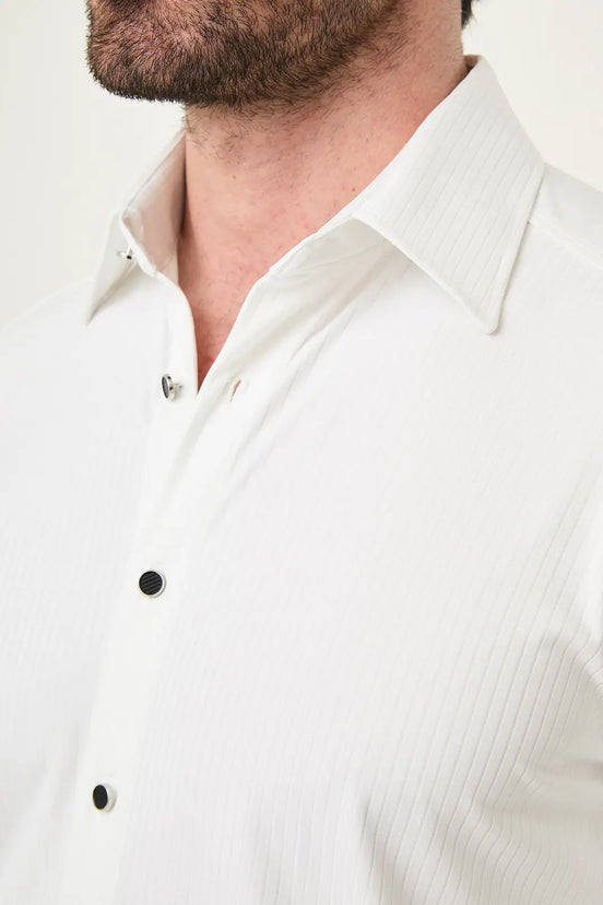 Laredo White Tonal Pinstripe Long Sleeve Dress Shirt