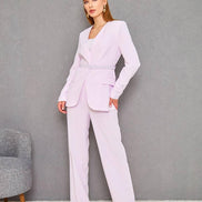 Belted Light Pink Suit Womens