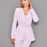 Belted Light Pink Suit Womens