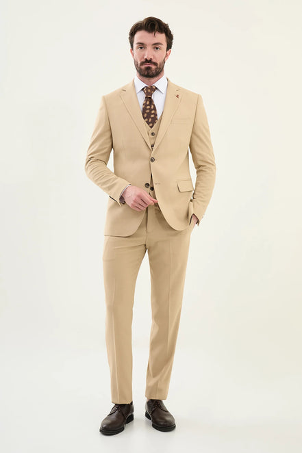 Marina Beige 3 Piece Suit