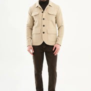 Beige Double Pocket Wool Coat