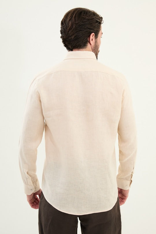 Marina Beige Mens Linen Shirt
