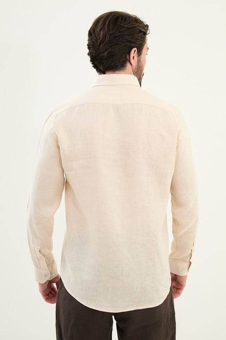 Marina Beige Mens Linen Shirt