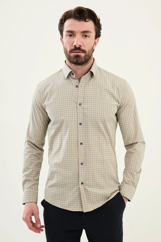 Marina Beige Plaid Shirt