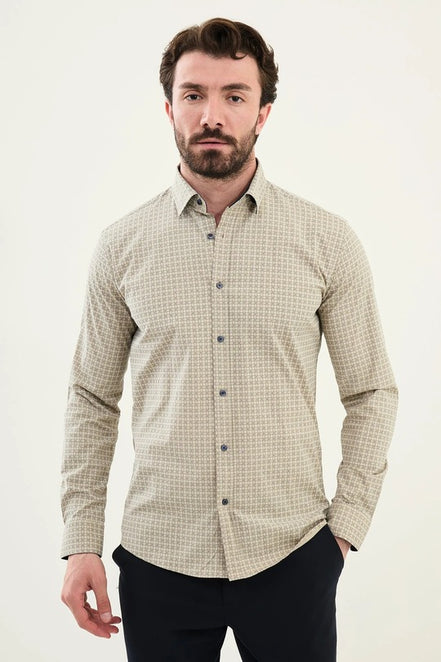 Marina Beige Plaid Shirt