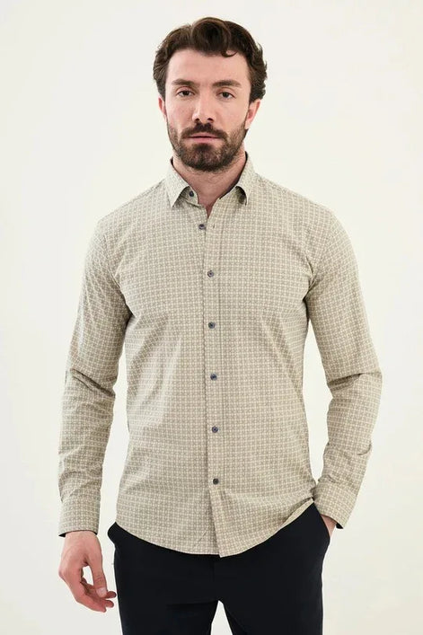 Marina Beige Plaid Shirt