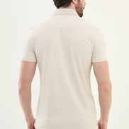 Marina Beige Ribbed Polo Shirt
