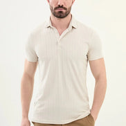 Marina Beige Ribbed Polo Shirt