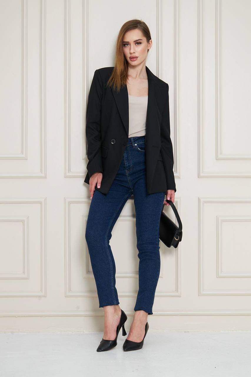 Marina Black Double Breasted Blazer Women