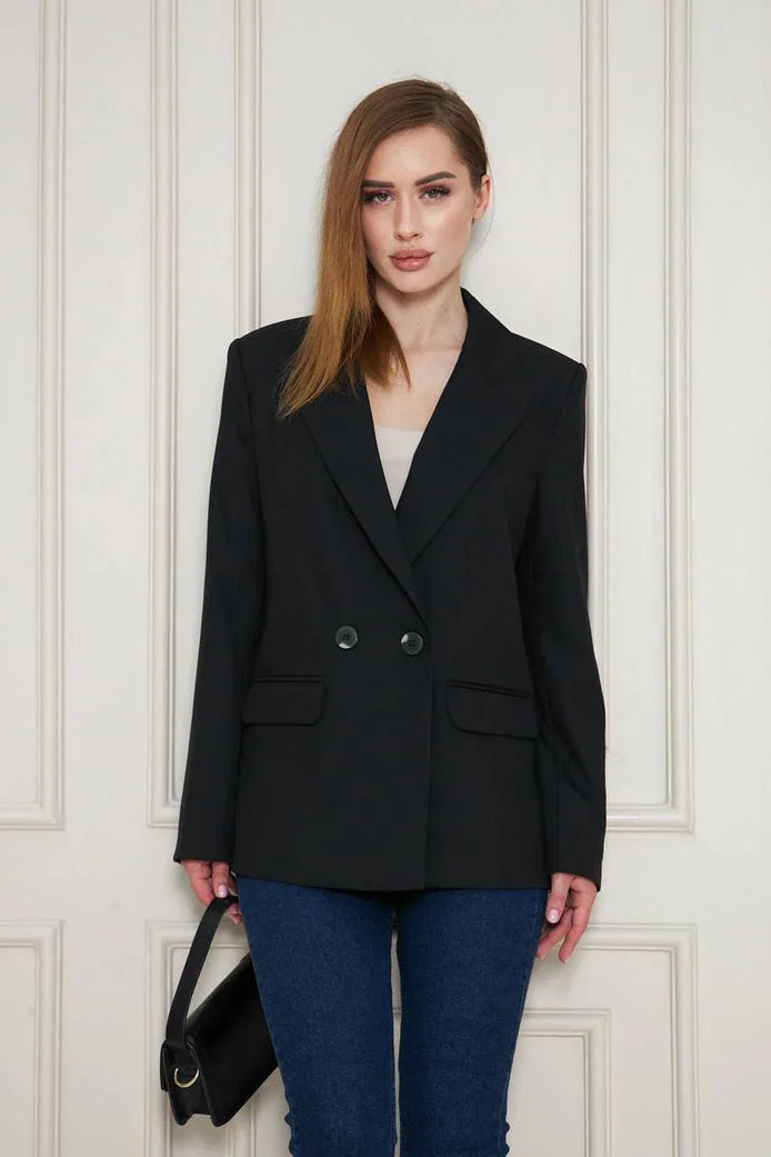 Marina Black Double Breasted Blazer Women