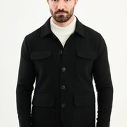 Black Double Pocket Wool Coat