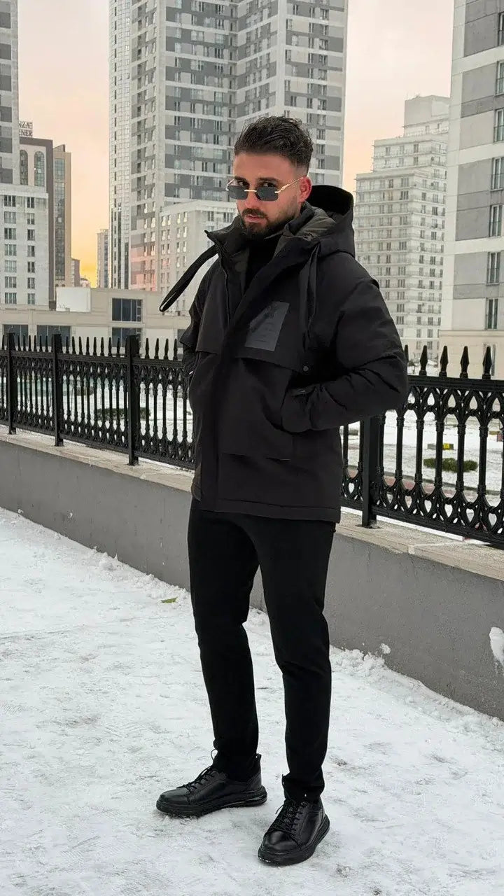 Black Hooded Coat