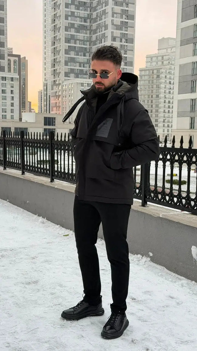 Black Hooded Coat
