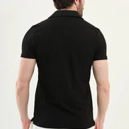 Marina Black Ribbed Polo Shirt