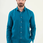 Marina Blue Mens Linen Shirt