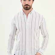 Marina Linen Blue and White Striped Shirt