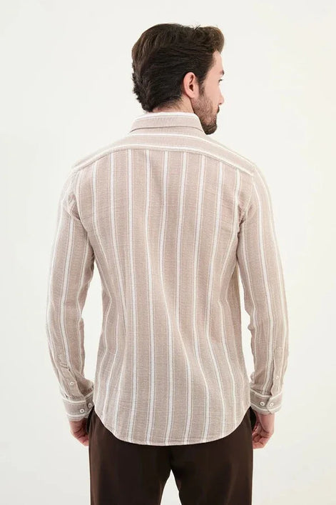 Marina Brown Long Sleeve Striped Shirt