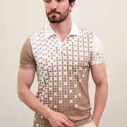 Marina Checkered Mens Polo Shirt Brown