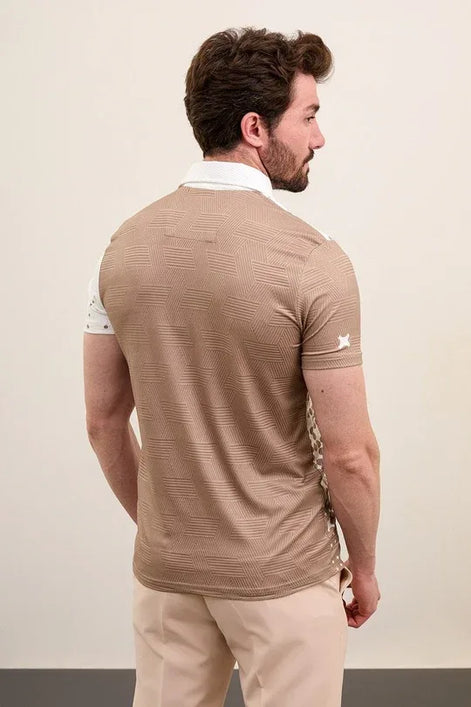 Marina Checkered Mens Polo Shirt Brown