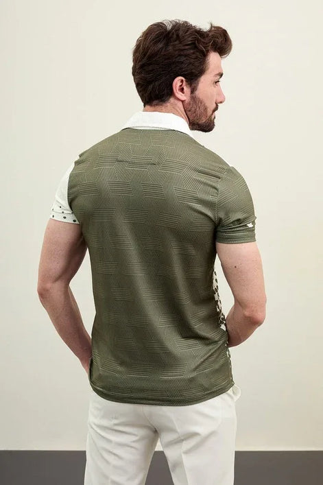 Marina Checkered Mens Polo Shirt Green