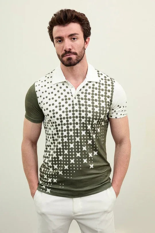 Marina Checkered Mens Polo Shirt Green