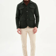 Dark Green Double Pocket Wool Coat