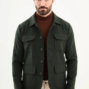 Dark Green Double Pocket Wool Coat