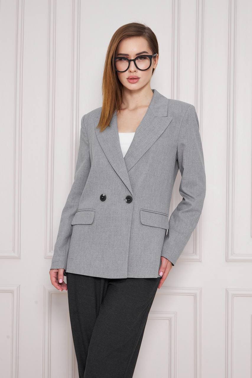 Marina Gray Double Breasted Blazer Women