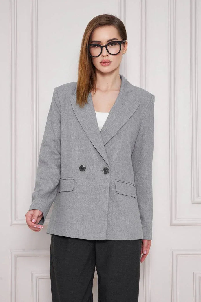 Marina Gray Double Breasted Blazer Women