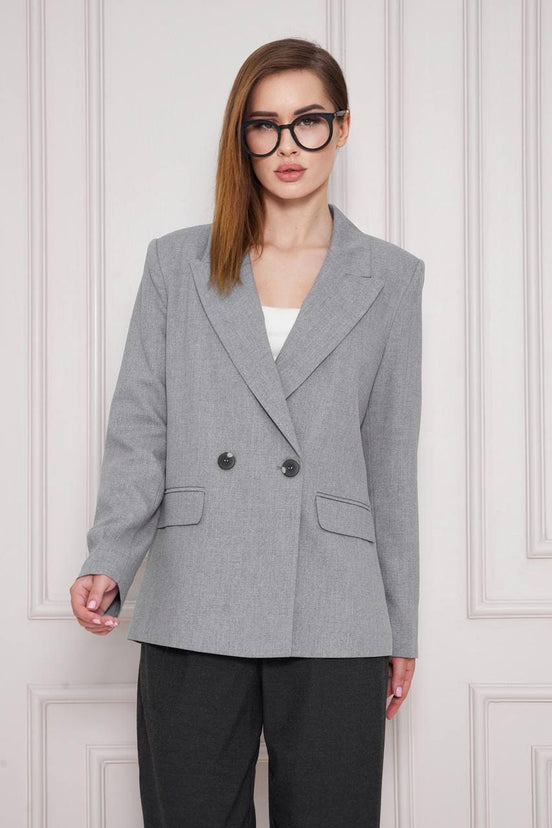 Gray Double Breasted Blazer Women