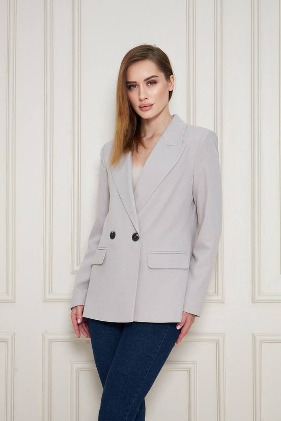 Beige Double Breasted Blazer Women