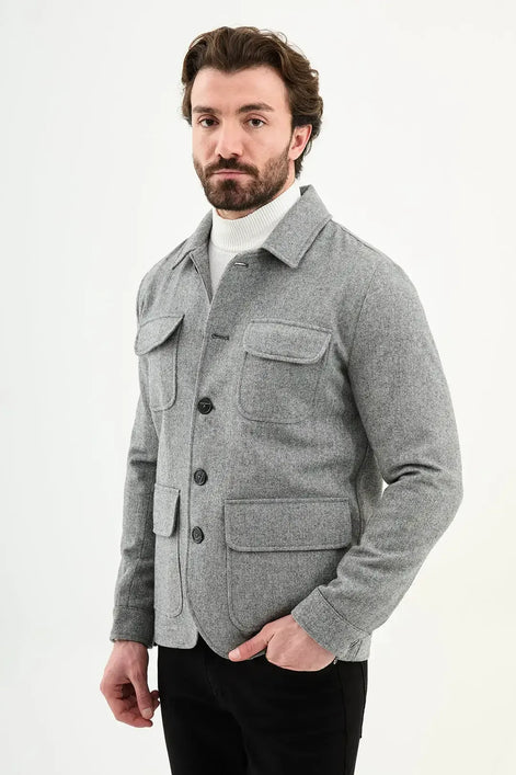 Marina Gray Double Pocket Wool Coat