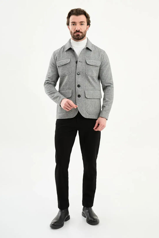 Double Pocket Gray Wool Coat
