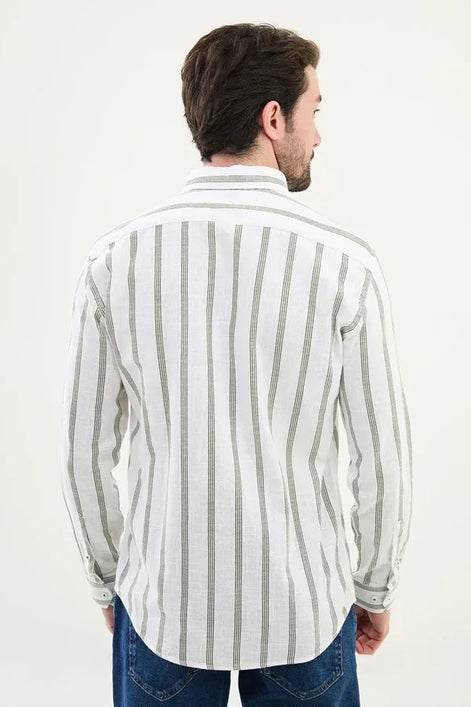 Marina Green Striped Long Sleeve Shirt