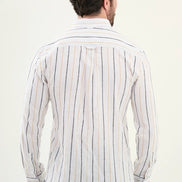 Marina Linen Beige and White Striped Shirt
