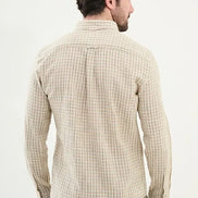 Marina Linen Khaki Green Plaid Shirt