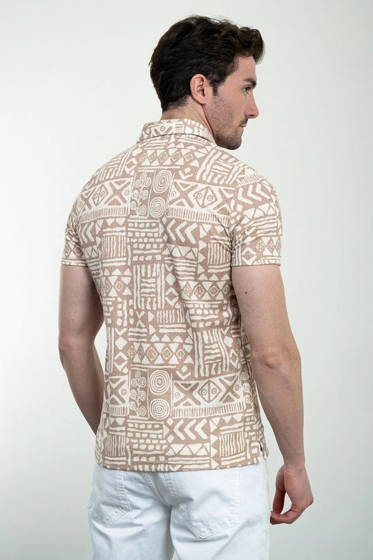 Mens Polo Shirt Beige
