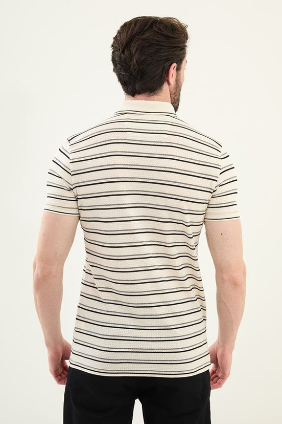 Mens Striped Polo Shirt Green