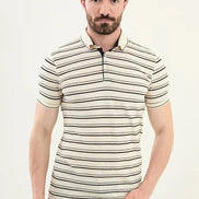 Marina Mens Striped Polo Shirt Green