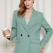 Marina Mint Green Double Breasted Blazer Women