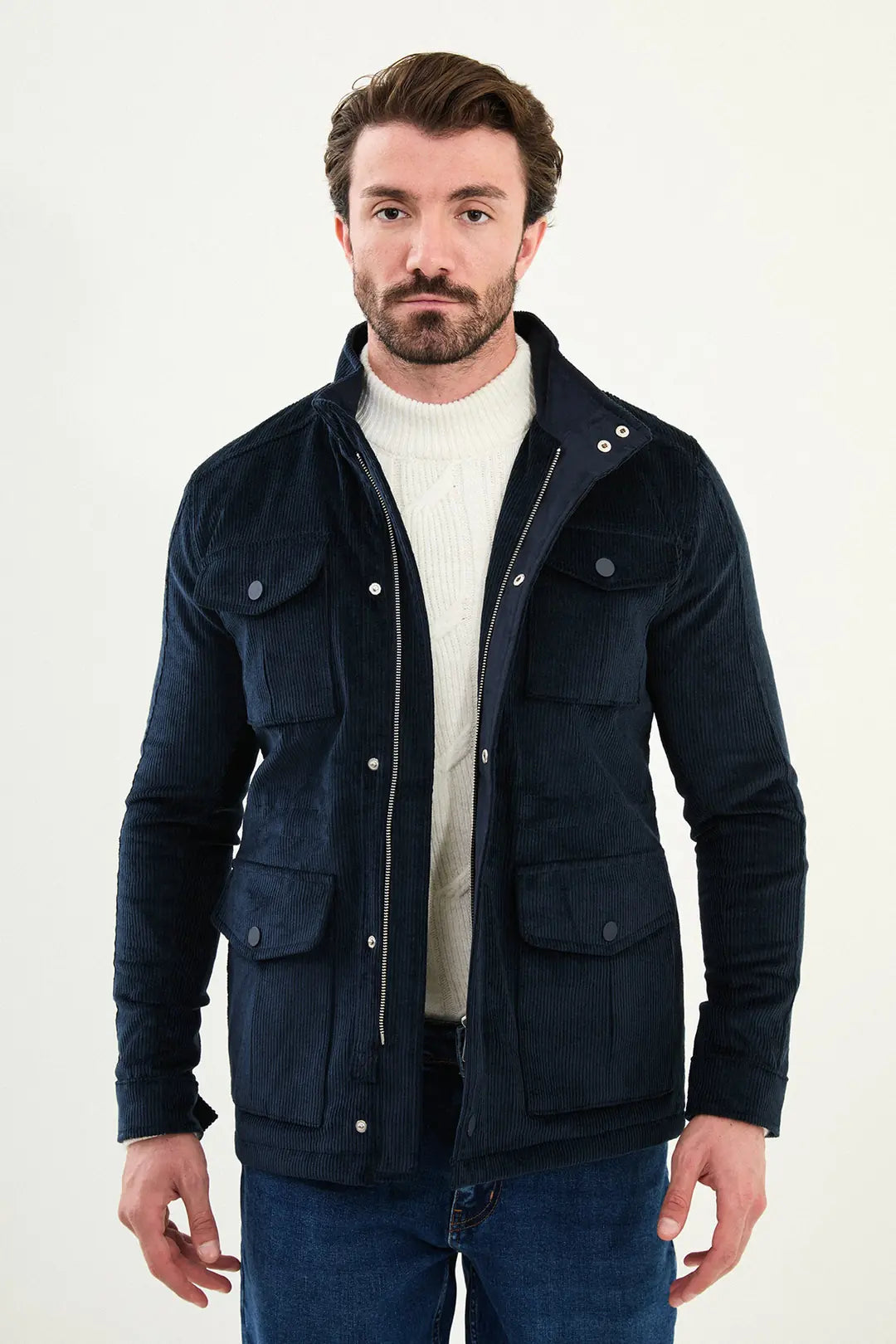 Navy Blue Corduroy Jacket