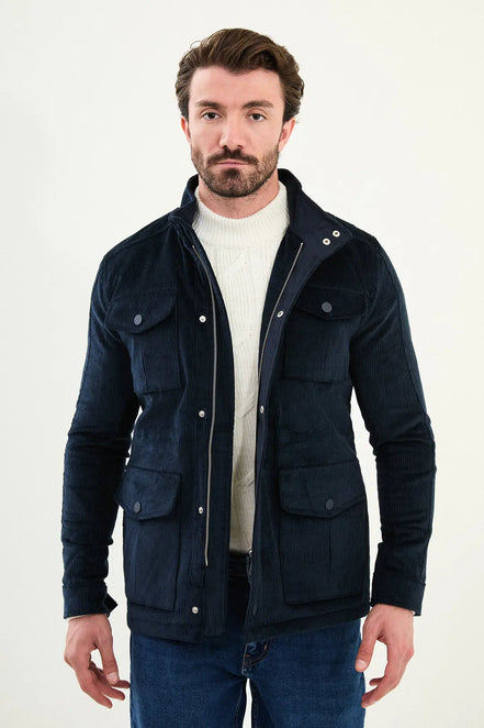 Navy Blue Corduroy Jacket