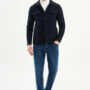 Navy Blue Wool Coat